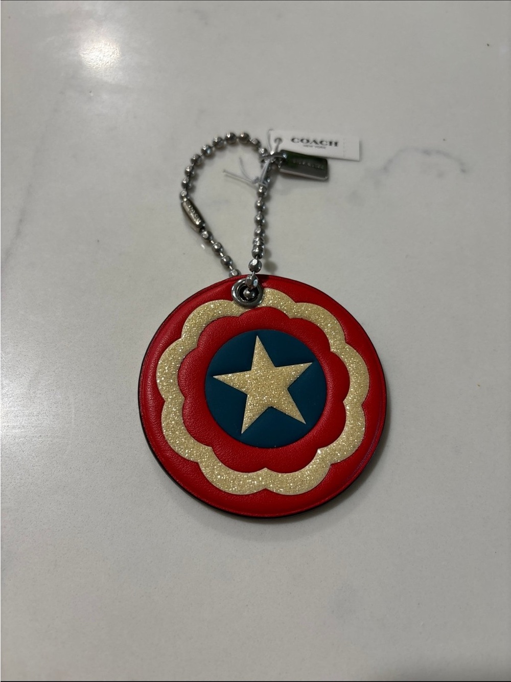 Rare NWT Coach x Marvel Captain America Shield Bag Charm
